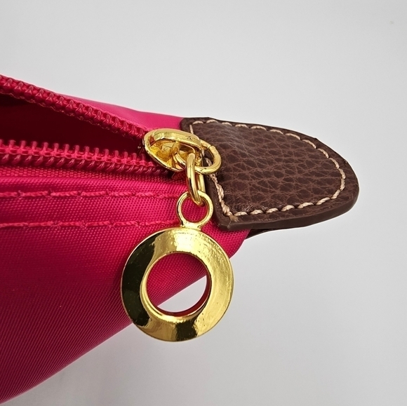 Nylon Cosmetic Pouch Naples Embroidery Gold Accents Zipper Closure - Picture 3 of 5